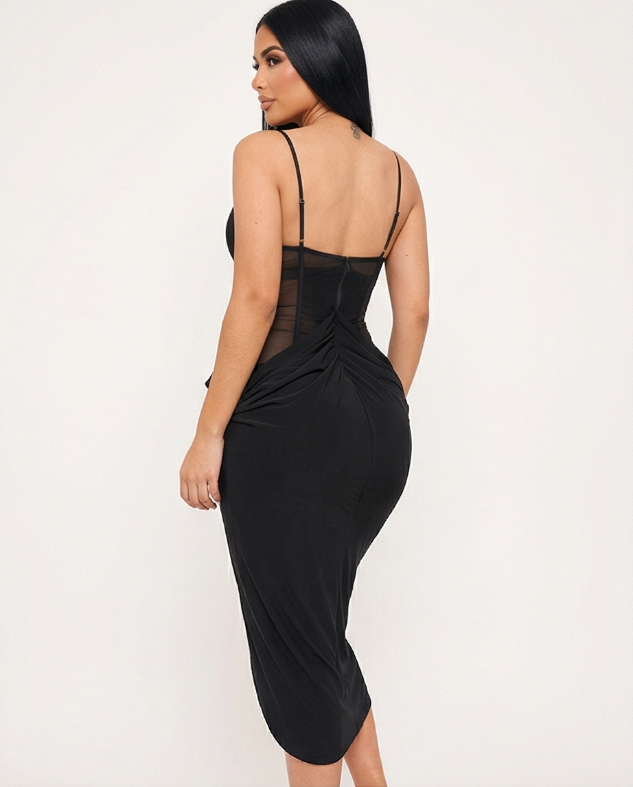 Midnight Lace Sculpt Dress - Black