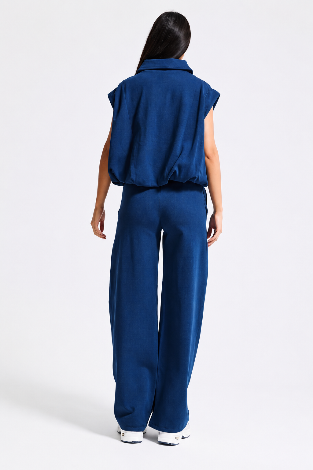 Midnight Blue Zip-Up Wide Leg Set