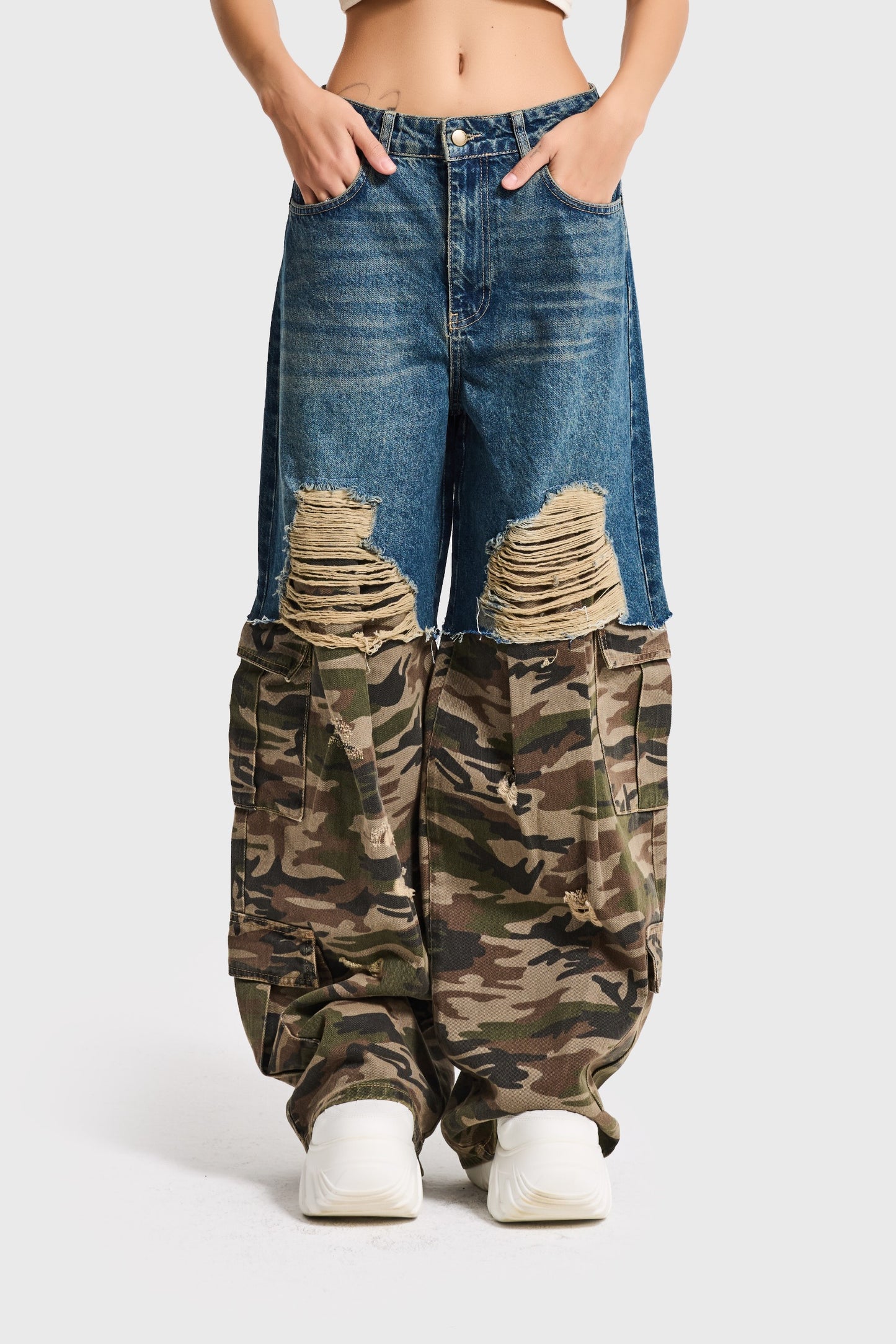 Urban Camo Hybrid Wide-Leg Jeans