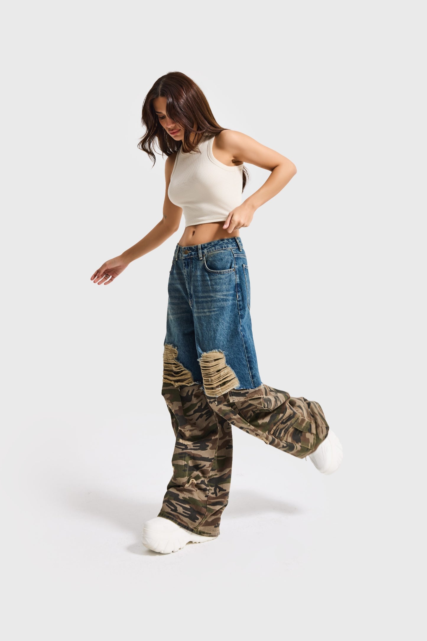 Urban Camo Hybrid Wide-Leg Jeans