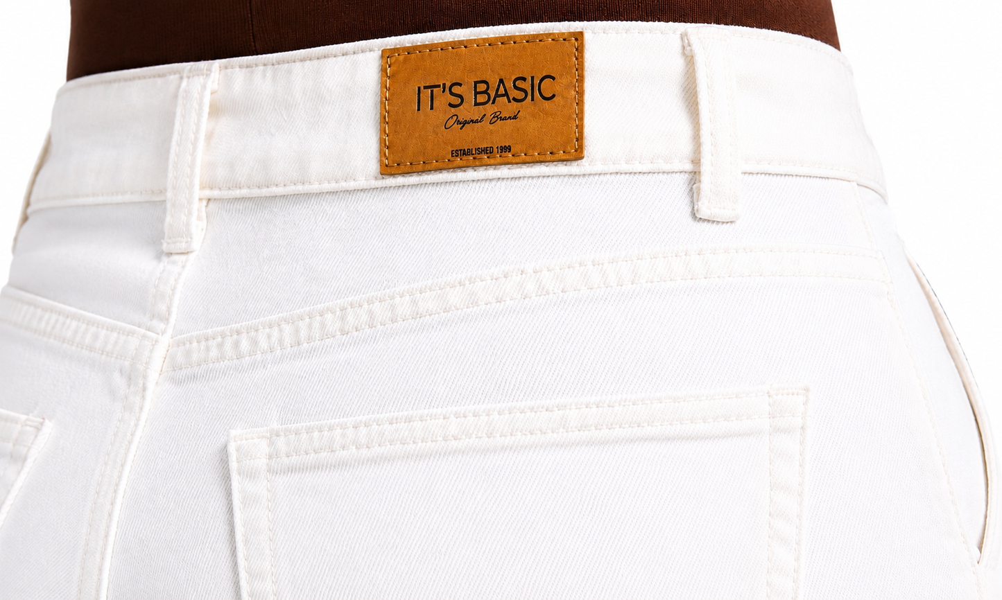 Withe High-Waist Denim Shorts
