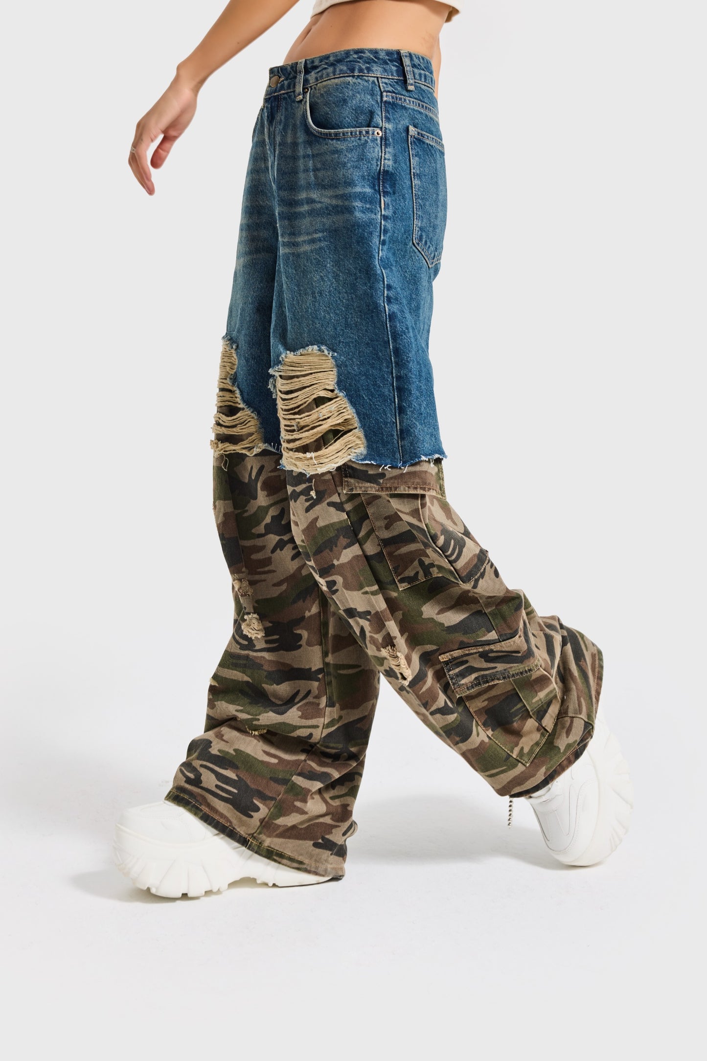 Urban Camo Hybrid Wide-Leg Jeans