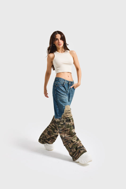 Urban Camo Hybrid Wide-Leg Jeans
