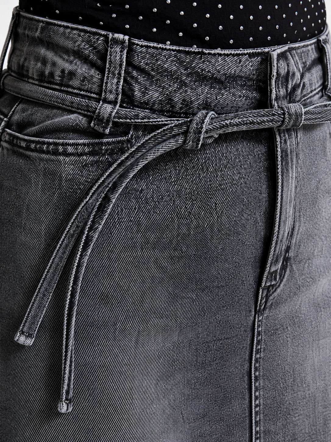 Ash Grey Denim Mini Skirt