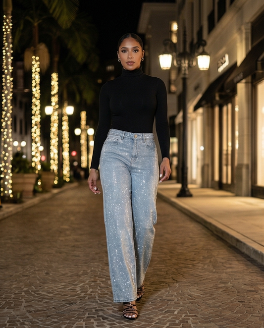 Luna Crystal Wide - Leg Jeans