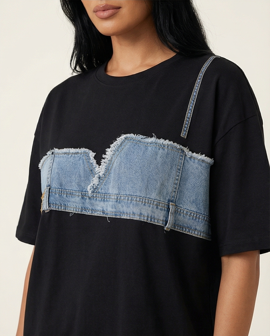 Denim Bustier T-Shirt