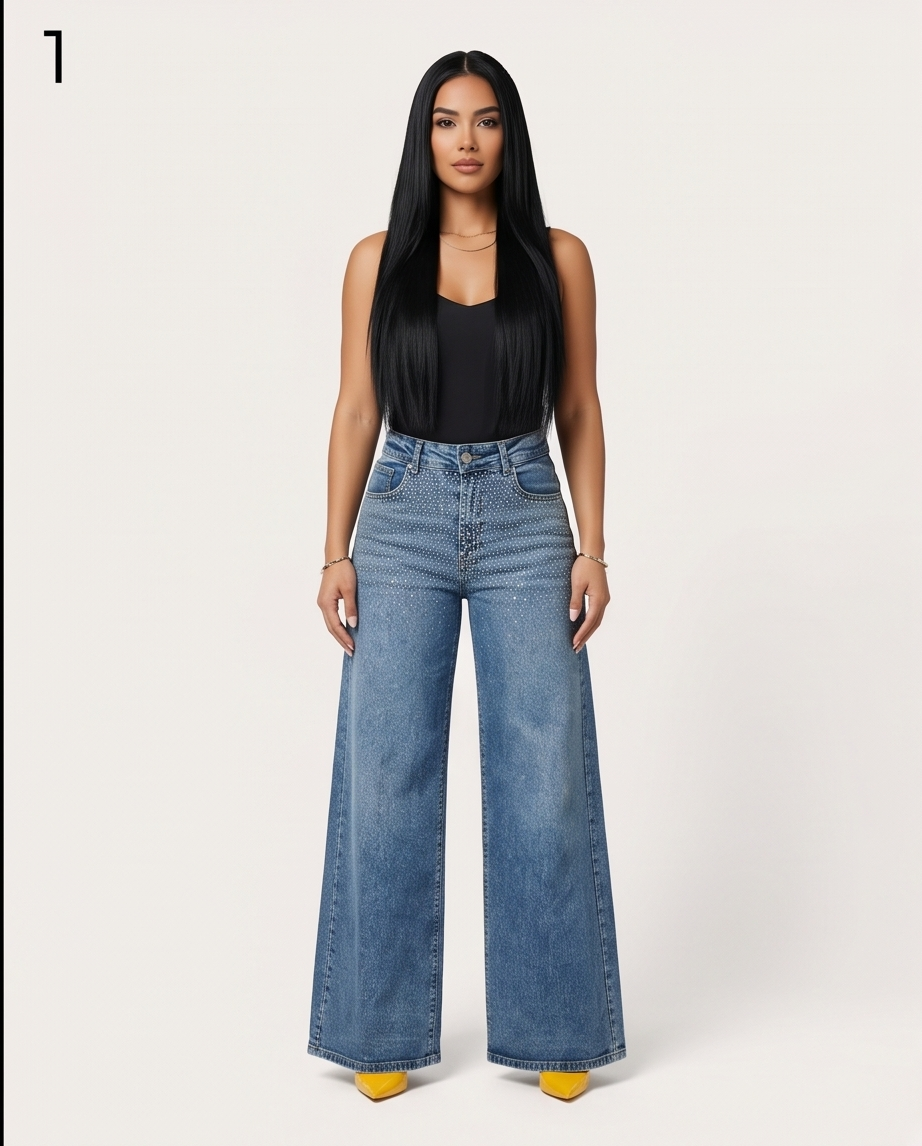 Aurora Crystal Wide-Leg Jeans