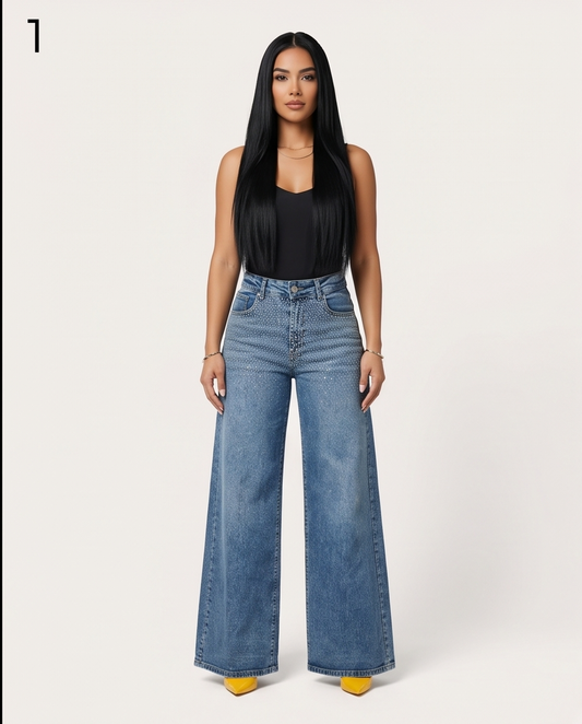 Aurora Crystal Wide-Leg Jeans