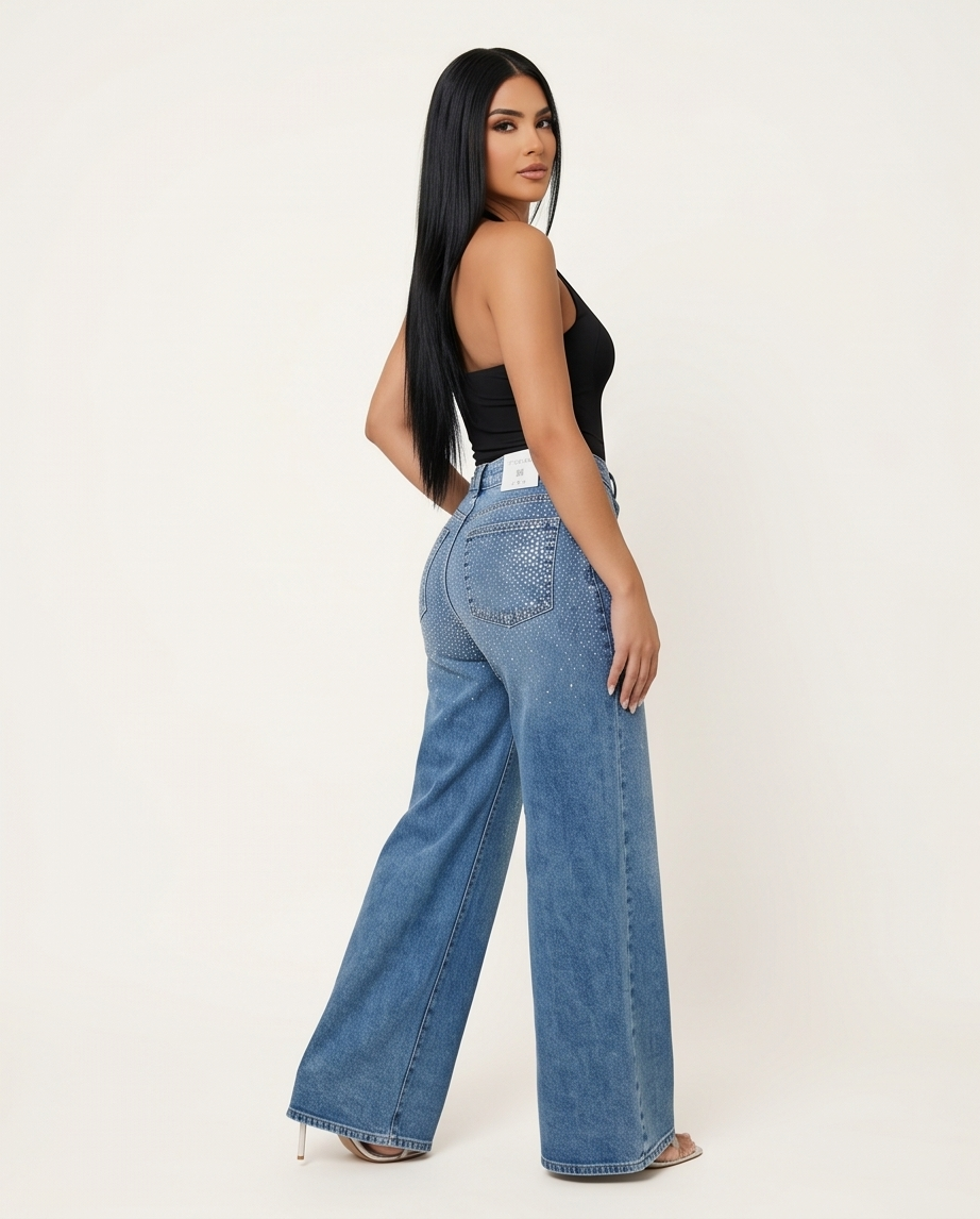 Aurora Crystal Wide-Leg Jeans