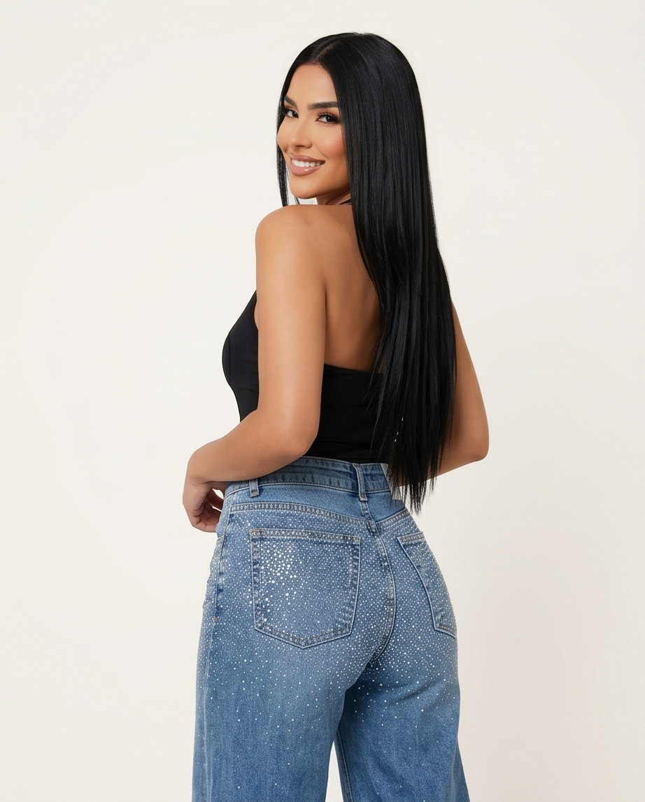 Aurora Crystal Wide-Leg Jeans