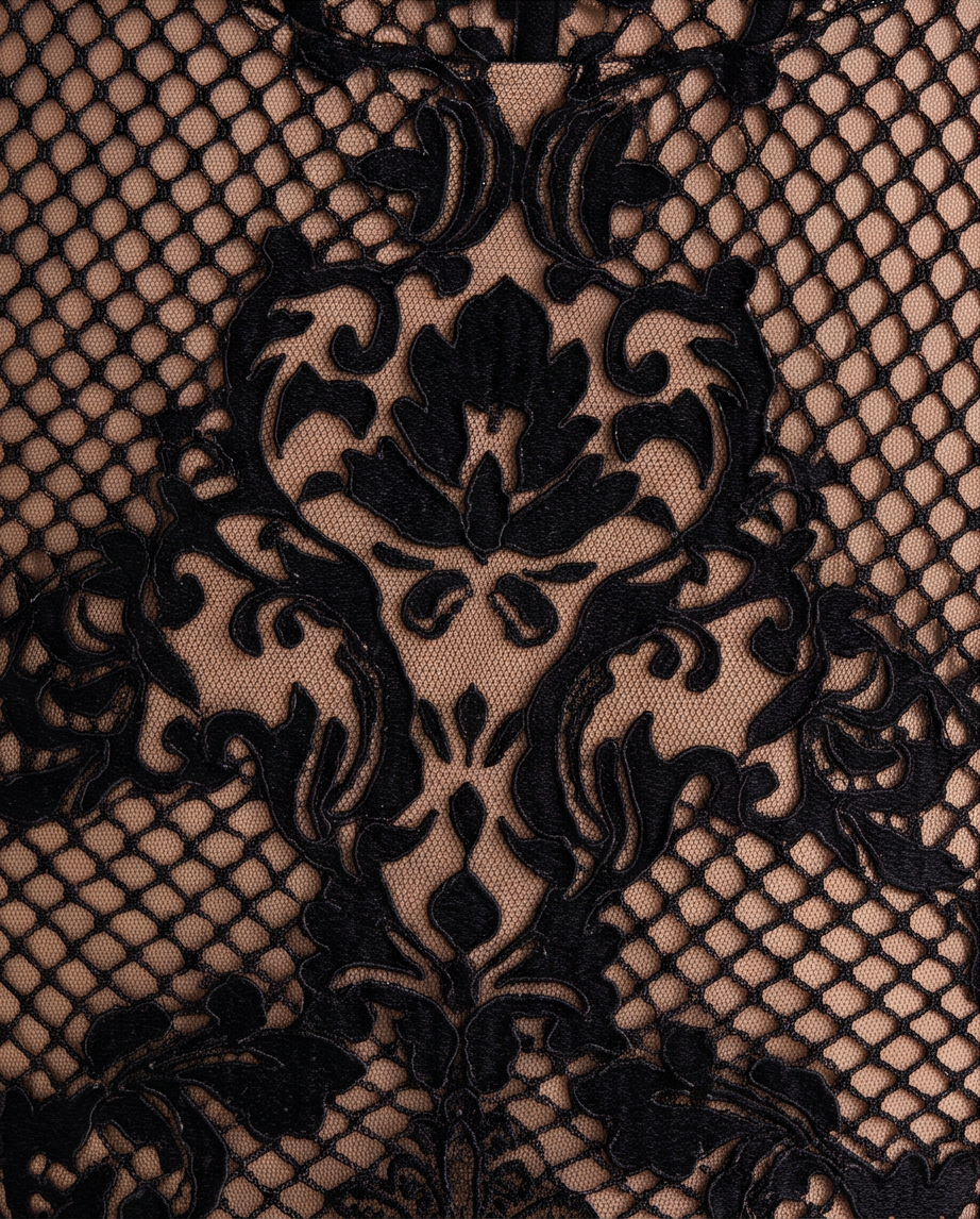 Noir Romance Velvet Mesh Midi Dress