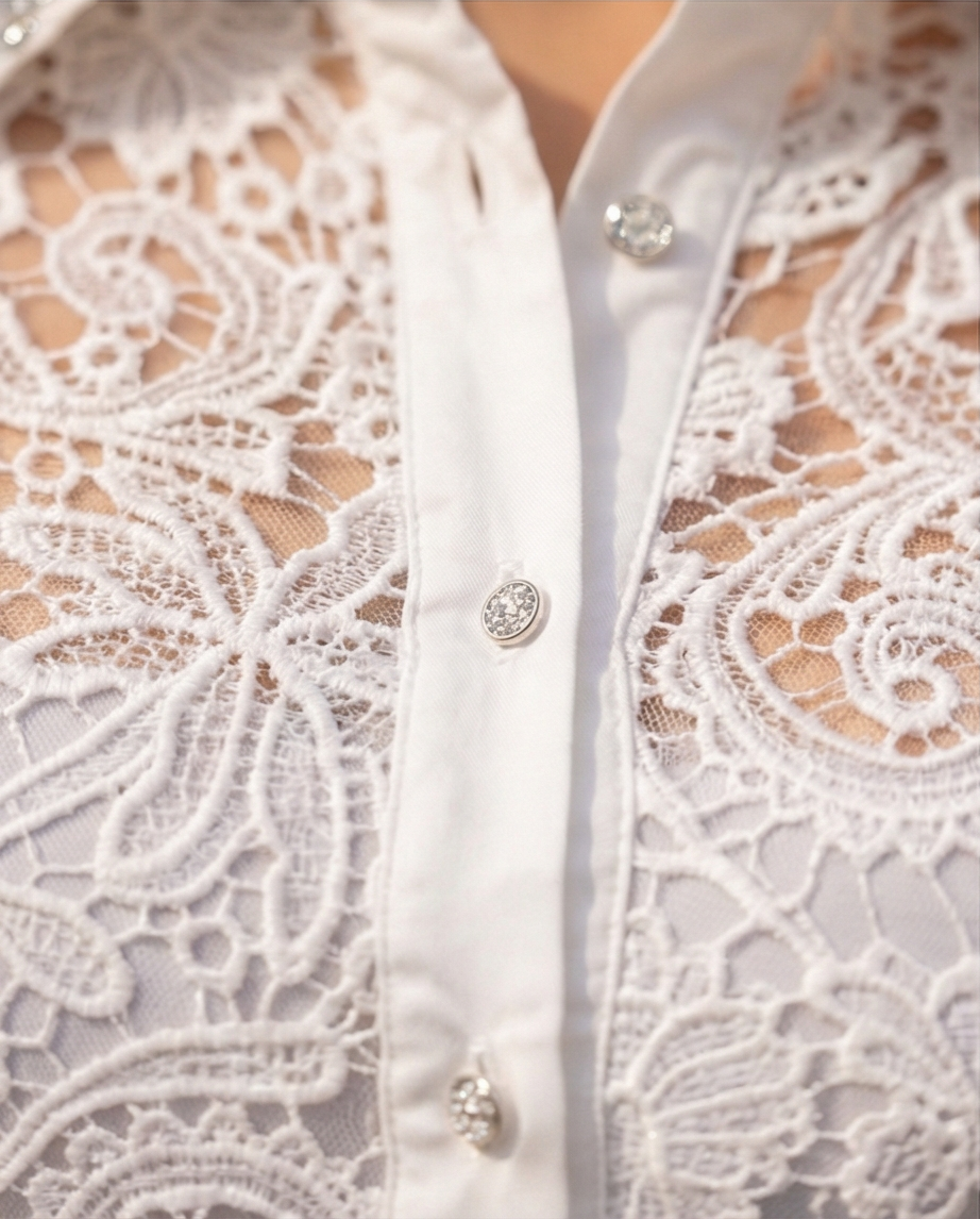 Crystal Lace Cropped Shirt