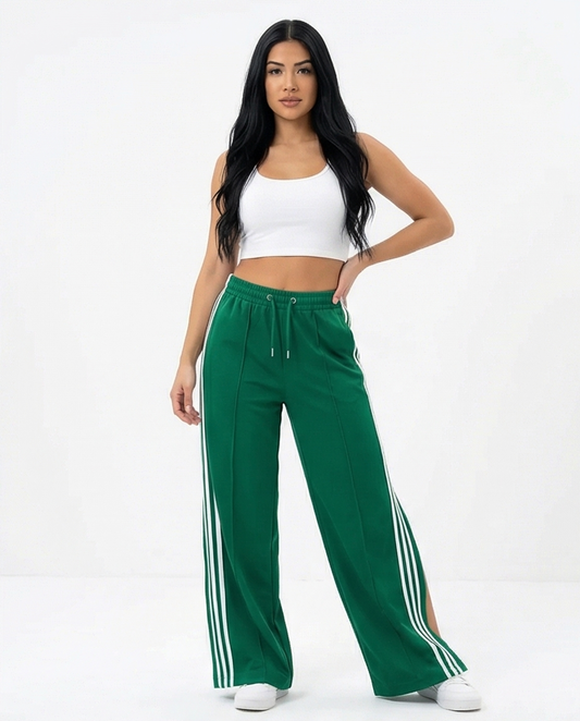 Emerald Green Side - Slit Wide - Leg Pants