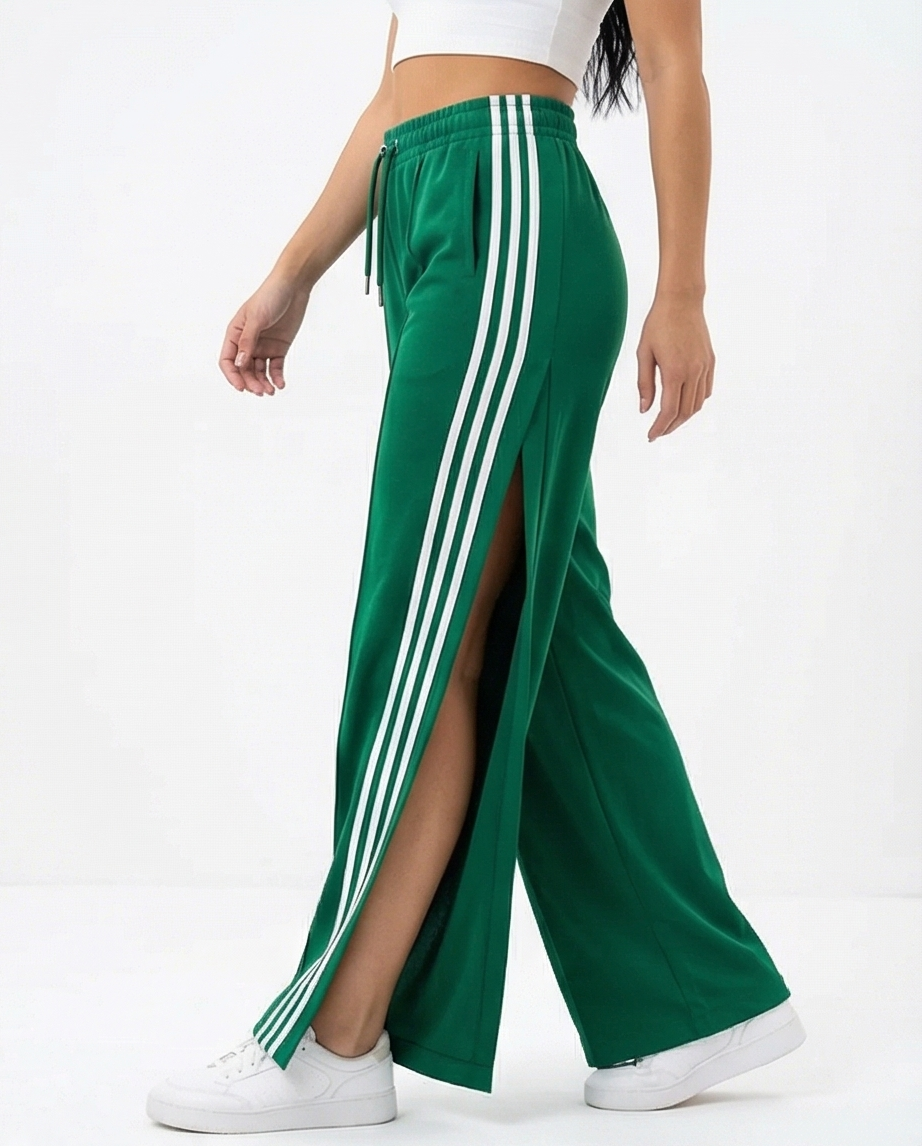 Emerald Green Side - Slit Wide - Leg Pants