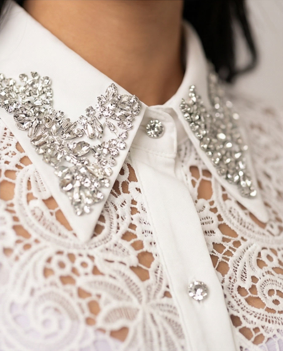 Crystal Lace Cropped Shirt