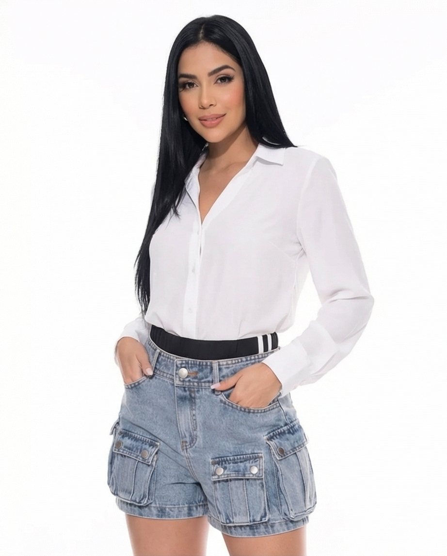 Denim Cargo short - Light Wash