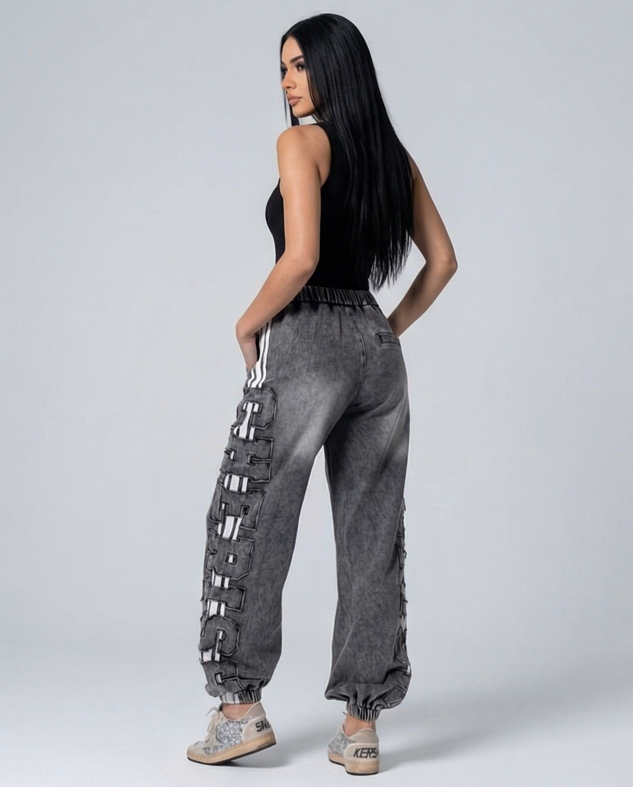 Urban Strap Jogger Pants-Grey washed