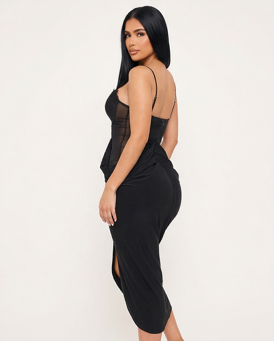 Midnight Lace Sculpt Dress - Black
