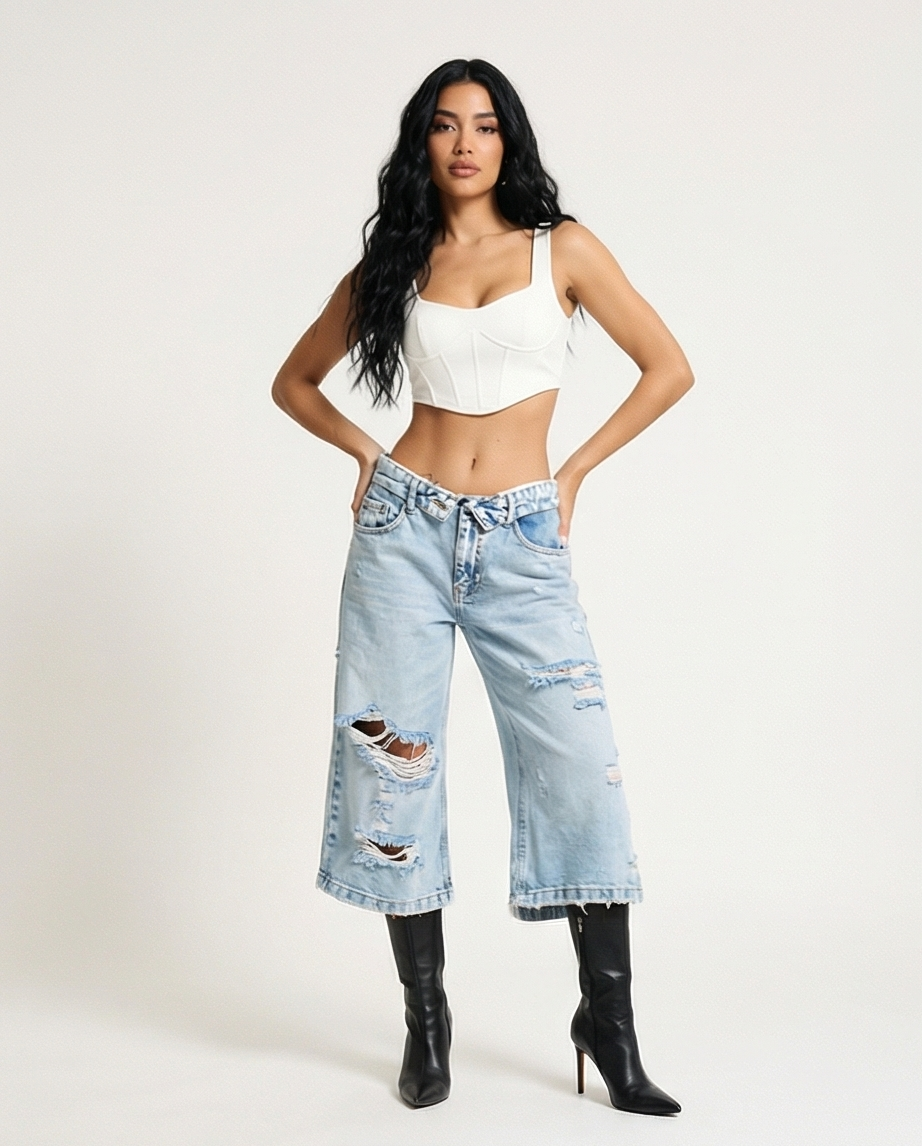 Distressed Cropped Jeans