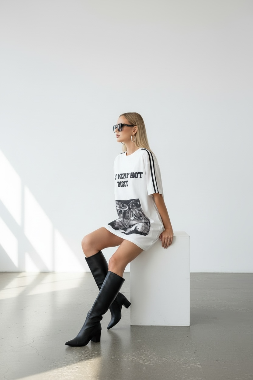 Denim Illusion T-Shirt Dress