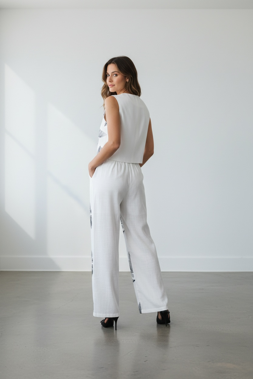 Floral Noir Set-Two - Piece Vest & Pants Set