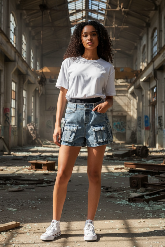 Denim Cargo short - Light Wash