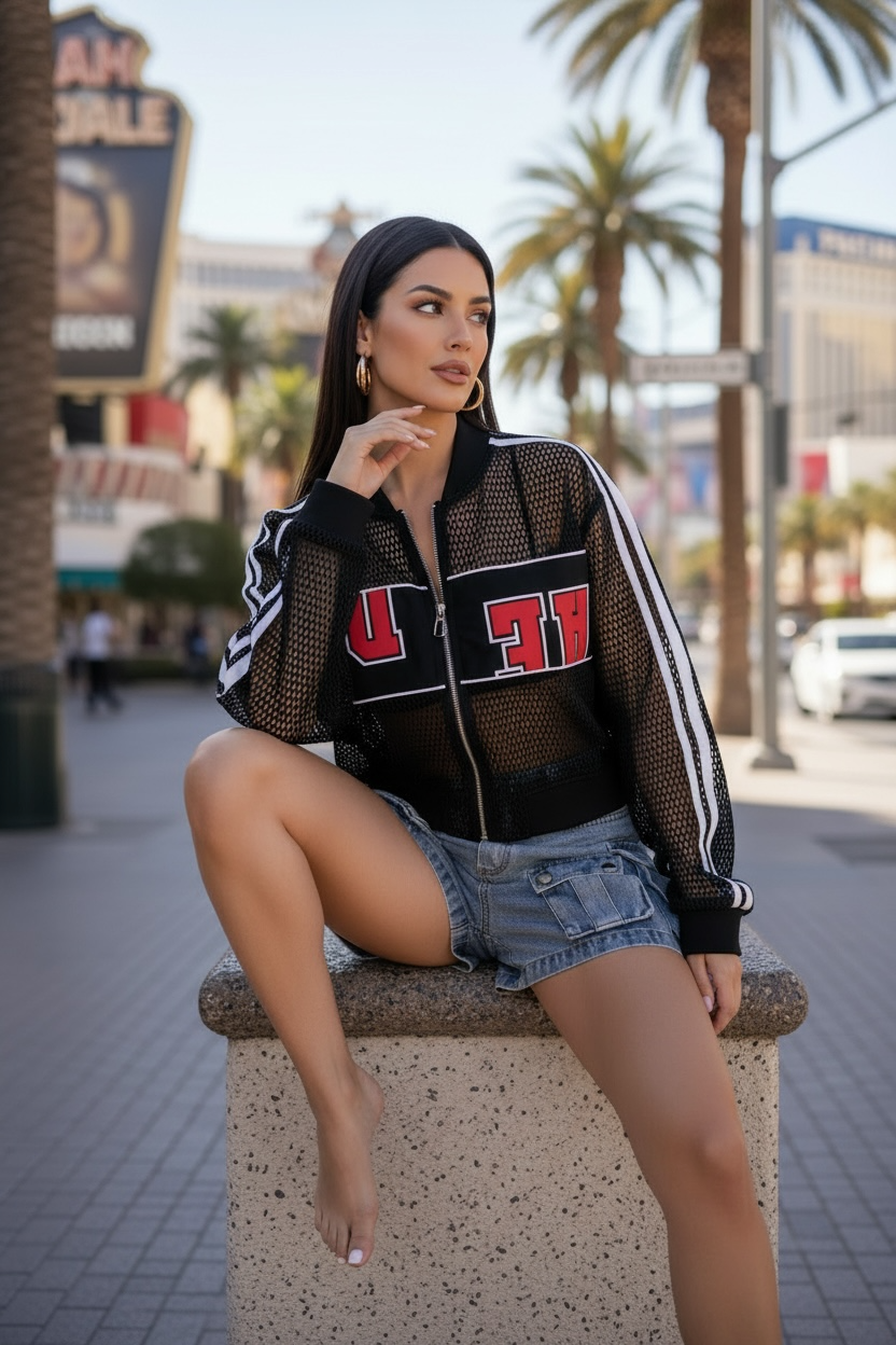 LOVE Mesh Zip-Up Jacket - Black