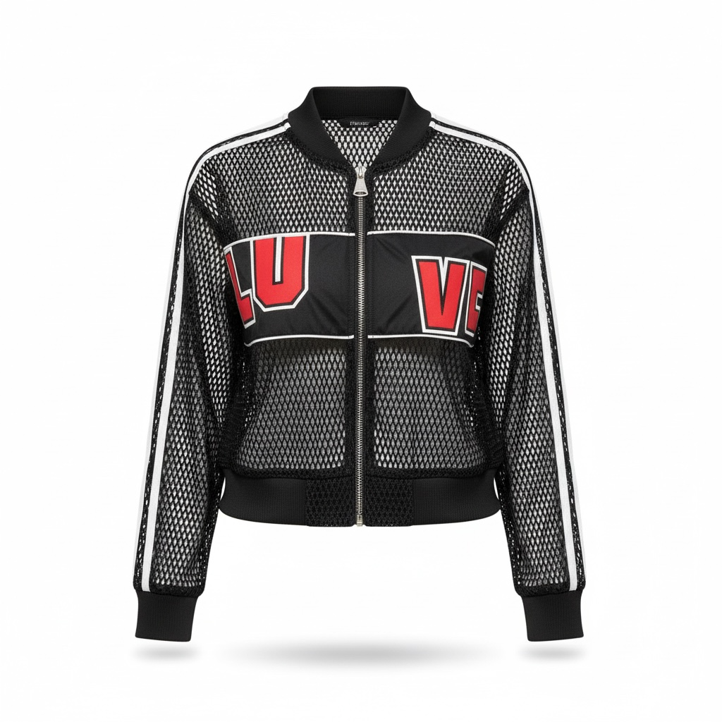 LOVE Mesh Zip-Up Jacket - Black