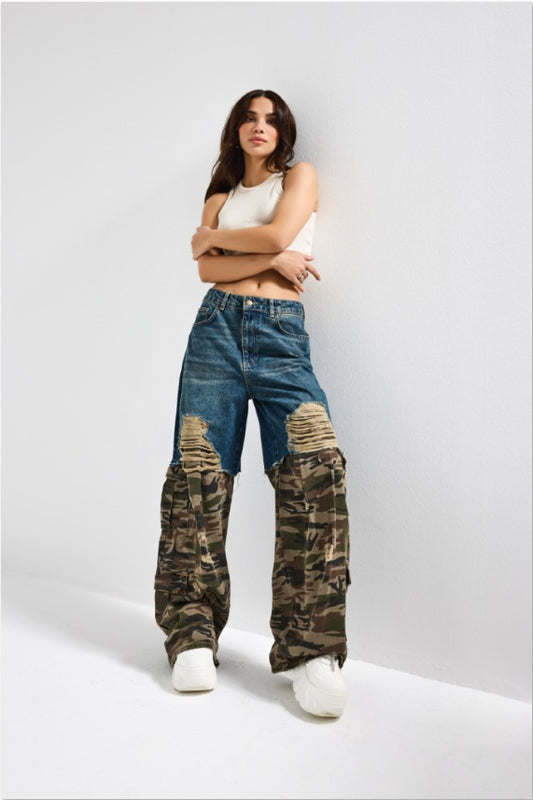 Urban Camo Hybrid Wide-Leg Jeans